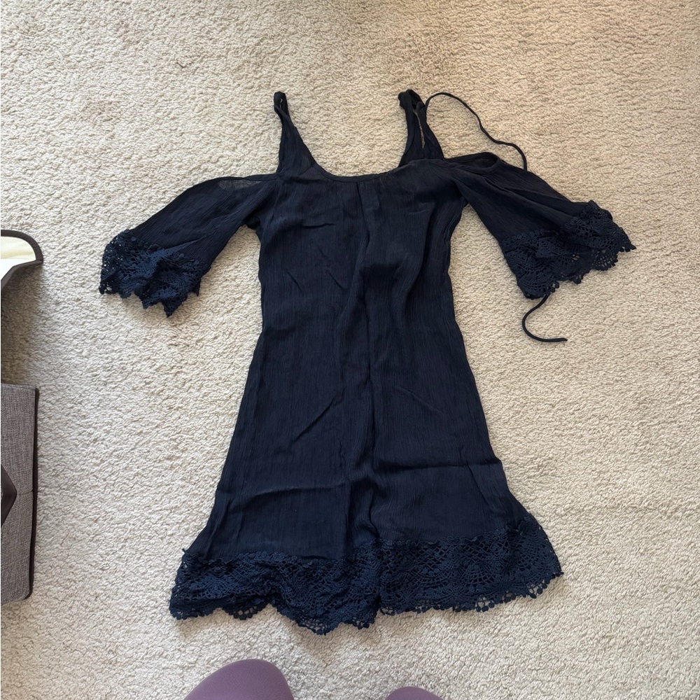 Elegant Black Lace Trim Dress